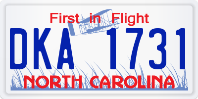 NC license plate DKA1731