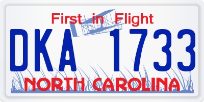 NC license plate DKA1733