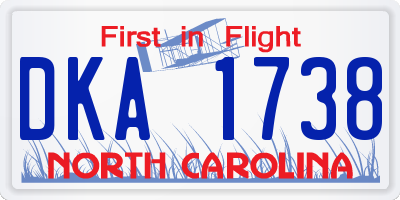 NC license plate DKA1738