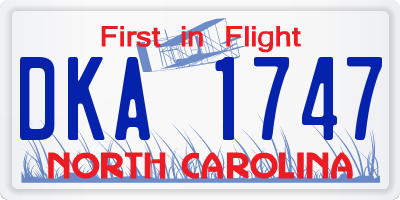 NC license plate DKA1747