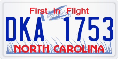 NC license plate DKA1753