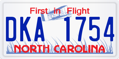 NC license plate DKA1754