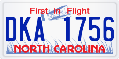 NC license plate DKA1756