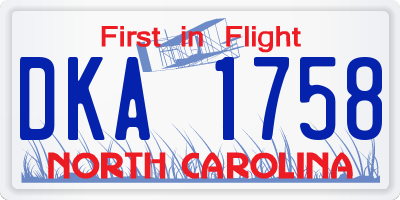 NC license plate DKA1758