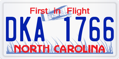 NC license plate DKA1766