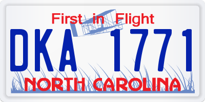 NC license plate DKA1771