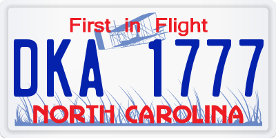 NC license plate DKA1777