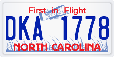 NC license plate DKA1778