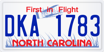 NC license plate DKA1783