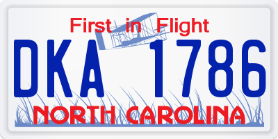 NC license plate DKA1786