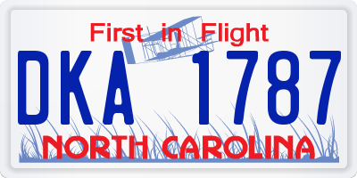 NC license plate DKA1787