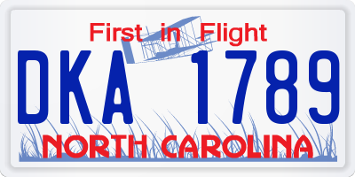 NC license plate DKA1789