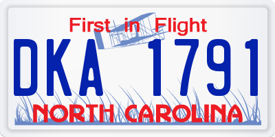 NC license plate DKA1791