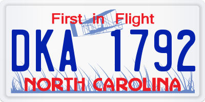 NC license plate DKA1792