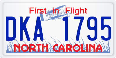 NC license plate DKA1795