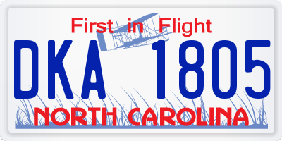 NC license plate DKA1805