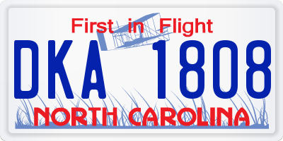 NC license plate DKA1808