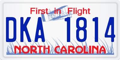 NC license plate DKA1814