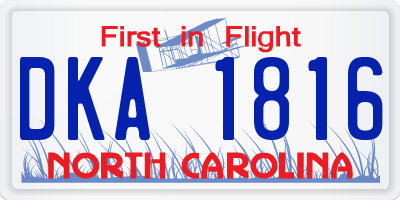 NC license plate DKA1816