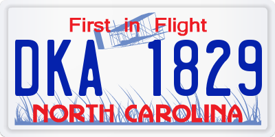 NC license plate DKA1829