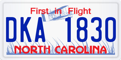NC license plate DKA1830