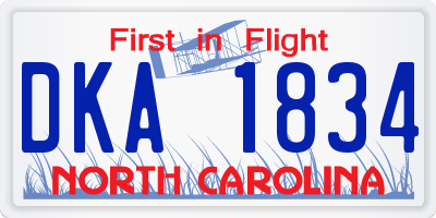 NC license plate DKA1834