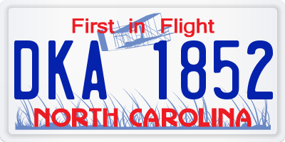 NC license plate DKA1852