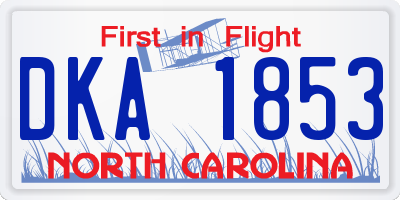 NC license plate DKA1853