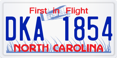 NC license plate DKA1854