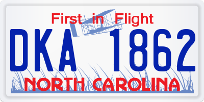 NC license plate DKA1862
