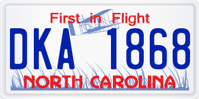NC license plate DKA1868