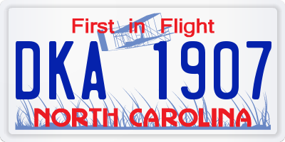 NC license plate DKA1907