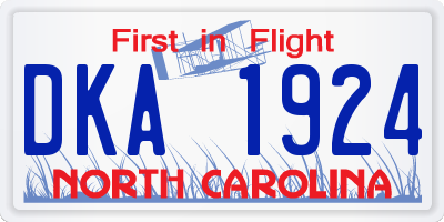 NC license plate DKA1924