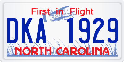 NC license plate DKA1929