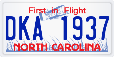 NC license plate DKA1937