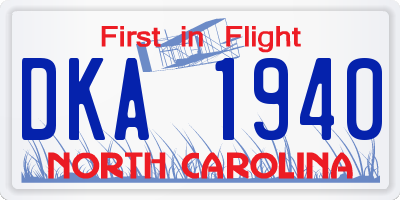 NC license plate DKA1940