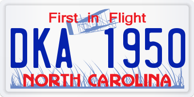 NC license plate DKA1950