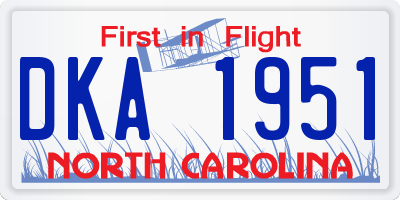 NC license plate DKA1951