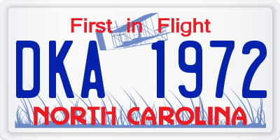 NC license plate DKA1972