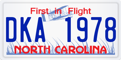 NC license plate DKA1978