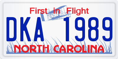 NC license plate DKA1989