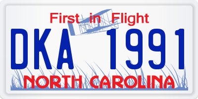 NC license plate DKA1991