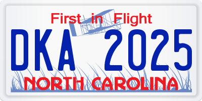NC license plate DKA2025