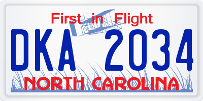 NC license plate DKA2034