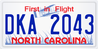 NC license plate DKA2043
