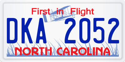 NC license plate DKA2052