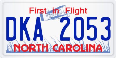 NC license plate DKA2053