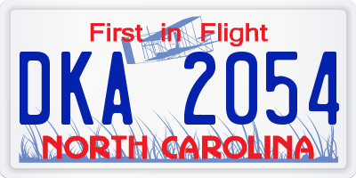 NC license plate DKA2054