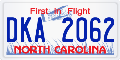 NC license plate DKA2062