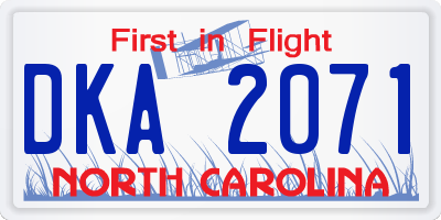 NC license plate DKA2071